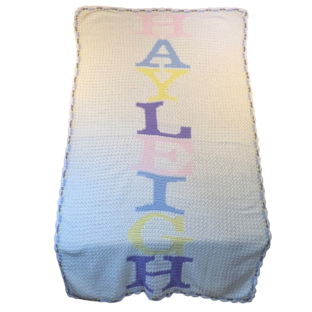 Crocheted Baby Blanket Personalized Hayleigh Handmade‎ Knit Soft Baby Blanket